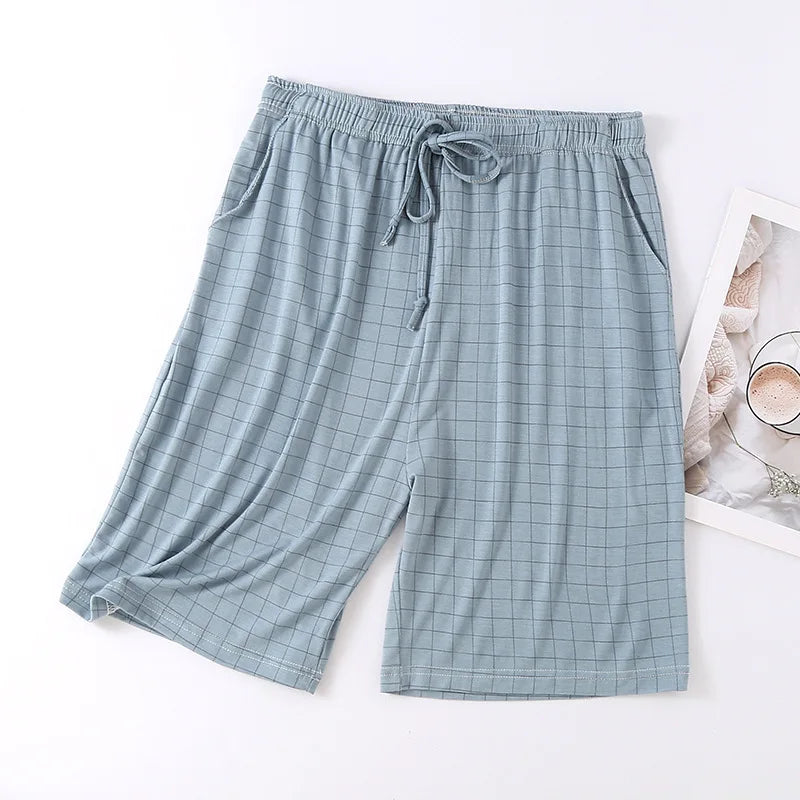 Pijamas De Hombre Sleepwear Shorts 2025 New Fashion Plaid Pajamas Pant Men Loose Modal Nightwear Home Pants Man Plus Size