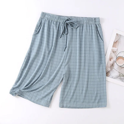 Pijamas De Hombre Sleepwear Shorts 2025 New Fashion Plaid Pajamas Pant Men Loose Modal Nightwear Home Pants Man Plus Size