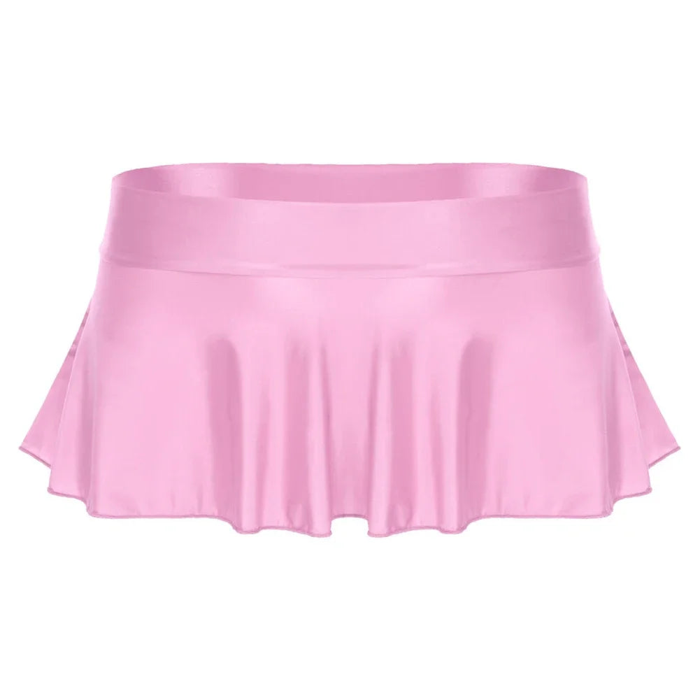 Sexy Womens Glossy Short Skirt Shiny Skater Dance Party Skirt  A-line Skirt 2023 Fashion Summer Women&