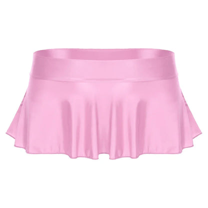 Sexy Womens Glossy Short Skirt Shiny Skater Dance Party Skirt  A-line Skirt 2023 Fashion Summer Women&
