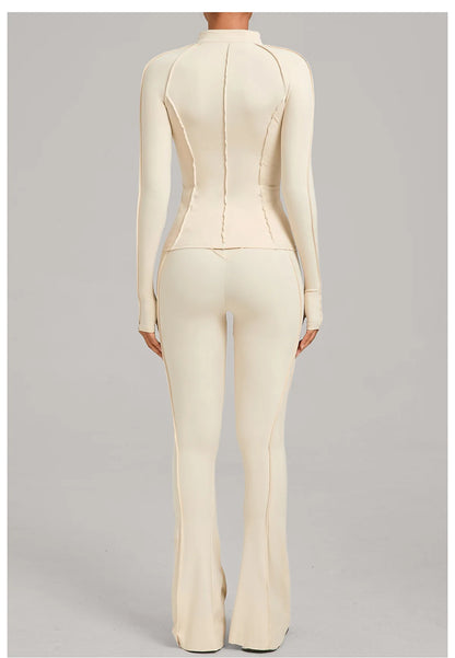 New Gym Yoga Outfit for Women Zipper Long Sleeve Fitness Suit Daily Casual Running Fitness Sportswear Two-Piece Sets Coat+Pants