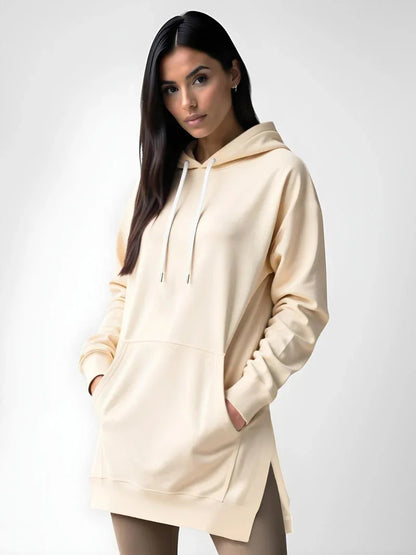 Hoodies Coats Women Solid Sweatshirts Jacket Pocket Drawstring Hooded Slight Strech Loose Casual Office Lady 2025 Spring Autumn