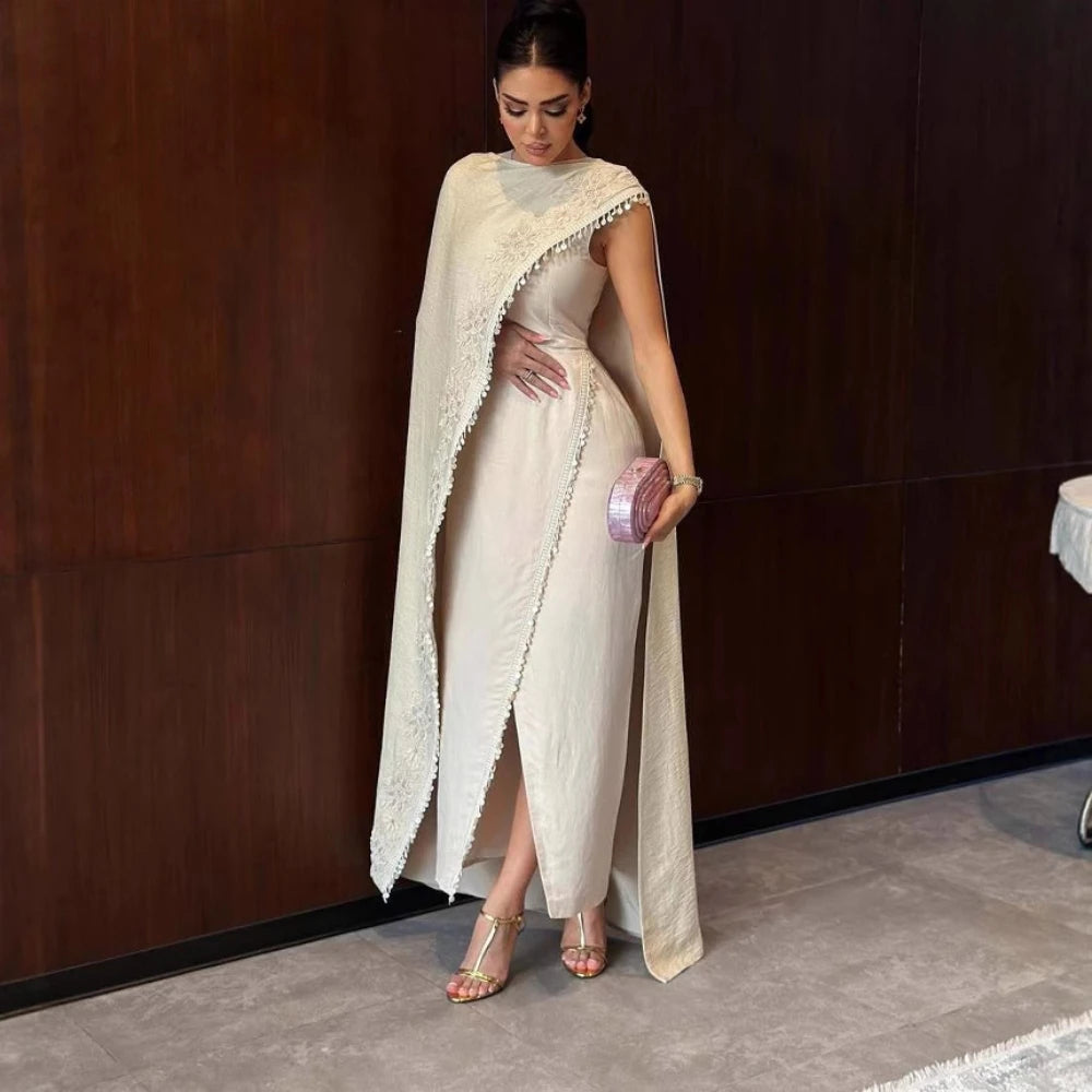 Romantic Kaftan 2-pieces Prom Gown Exclusive Arabic Dubai Women Evening Dress In Stock Spring Autumn Delicate Formal Events