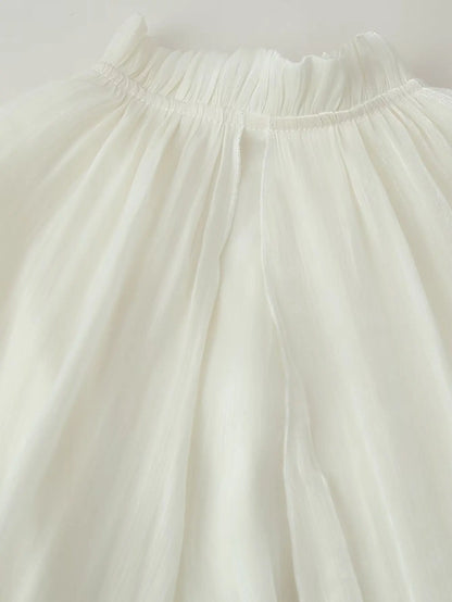 Women Elegant Ruffles Hem Beige Long Evening Dress Sleeveless Cloak Style Maxi Dresses