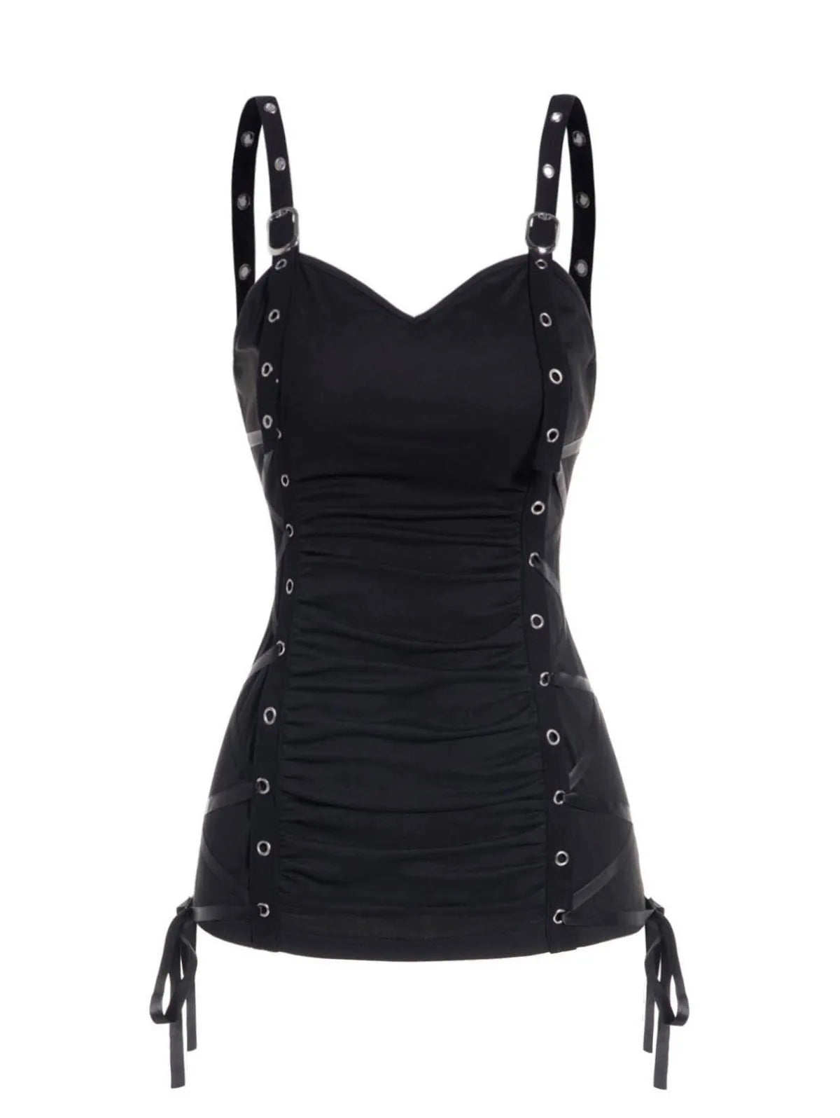Summer Tank Tops for Women Plain Color Tank Top Ruched Grommet Lace Up Casual Sleeveless Tops топ женский