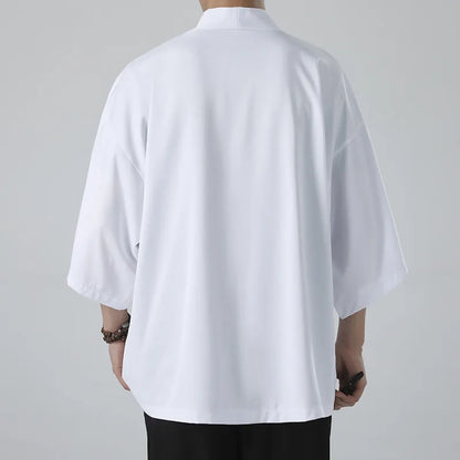 Kimono Men Cloak Kimono Para Hombre Black Coat White Cloak Beach Shirt Summer Haori Men Unisex Samurai Clothing Japanese Men