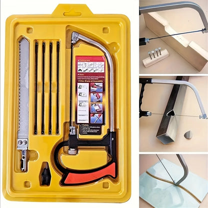 7pcs Hacksaw Set,Woodworking Hand Saw,with 6 Steel Saw Blades,Adjustable Frame,DIY Hand Tools,for Metal Wood PVC Plastic&amp;Rubber