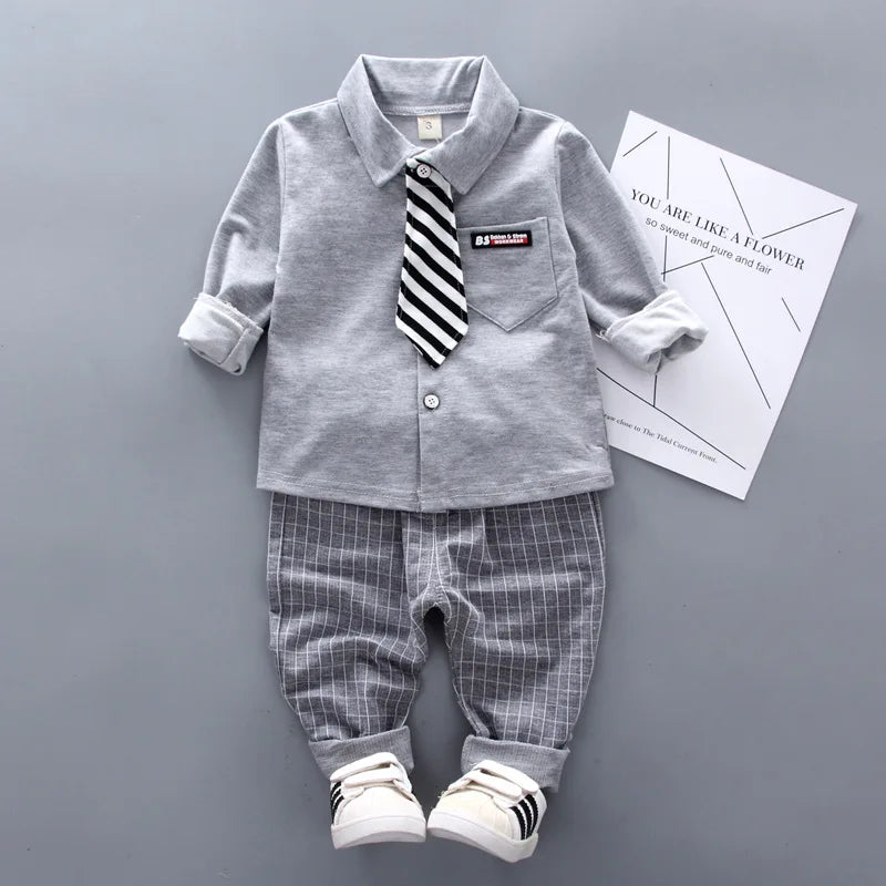 Kids Thinner Clothes Sets Spring Autumn Tracksuit Baby Boys Kid Long Sleeve Gentleman Suits Children T Shirt Pants Clothing Sets