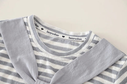 Kids Baby Boys Summer Clothes Sets Infant Kids Cotton Striped T-shirt + Denim Shorts 2Pcs Suit Children&