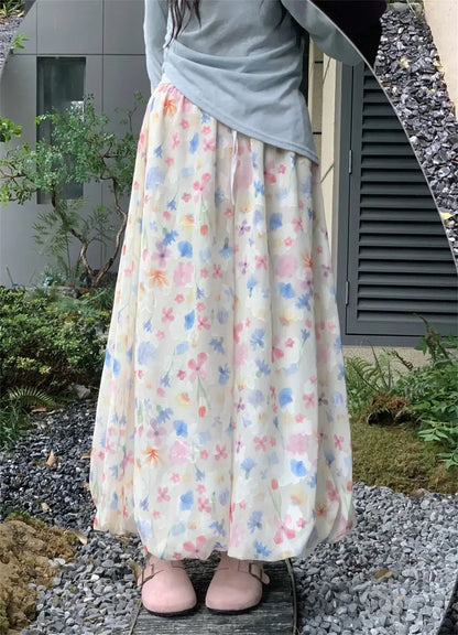 Summer French Style Floral Palazzo Pants Women High Waist Loose Boho Print Wide Leg Trousers with Drapery Comfortable &amp; Elegant