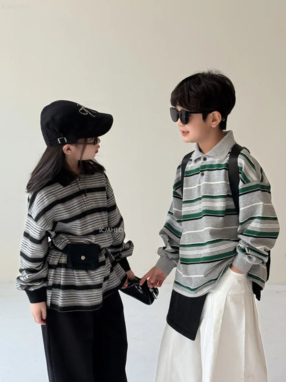 Kids Shirt Clothing Unisex Striped Long Sleeve Tops children Casual Wear Toddler Boys Girls Children Outfit  Autumn Costumes