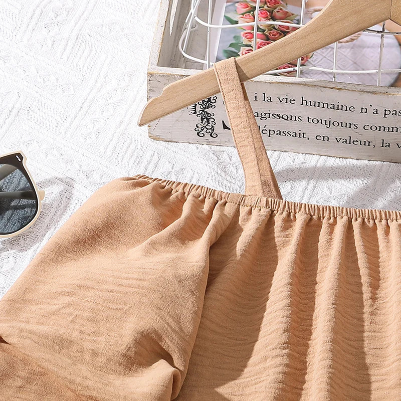 Kids Clothing Sets For Girls Khaki Off-shoulder Long sleeve Top &amp; Stripe Printing Pants Summer Resort Style Children Suits OOTD