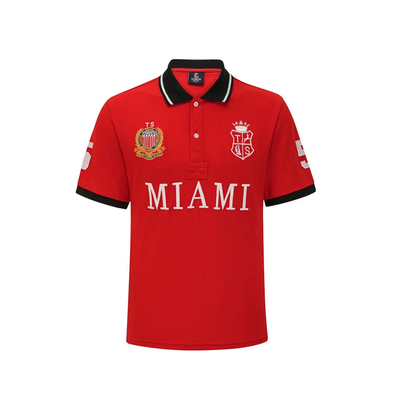 Polo Shirts for Men Miami Classic Red White Pink Sports Casual Pure Cotton Plus Size 7xl New Short Short Sleeved Collar T Shirt