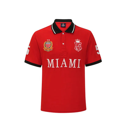 Polo Shirts for Men Miami Classic Red White Pink Sports Casual Pure Cotton Plus Size 7xl New Short Short Sleeved Collar T Shirt
