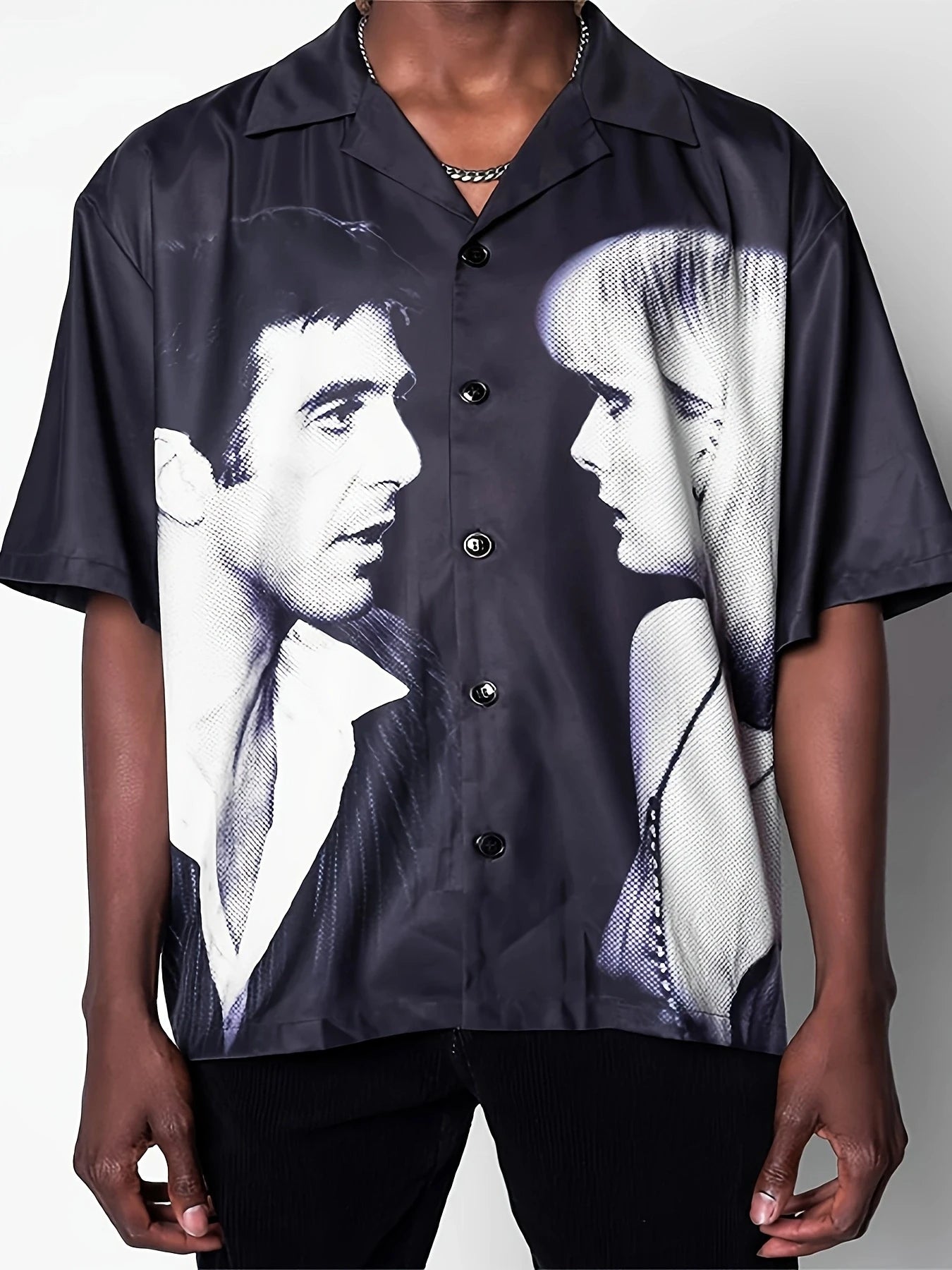 Me And You Button Down Shirt Summer Hot Sale Loose Plus Size Fit Printed Men&