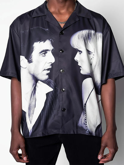 Me And You Button Down Shirt Summer Hot Sale Loose Plus Size Fit Printed Men&