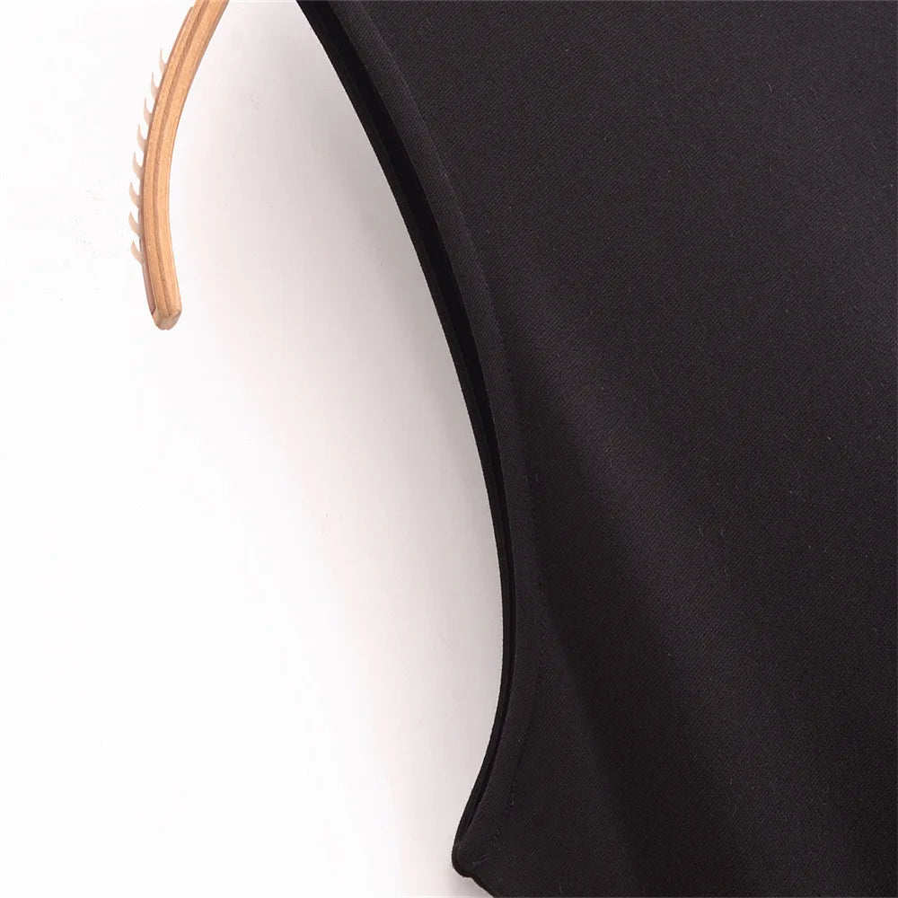 Fashion Party Dress for Women Fashion Autumn Winter New Round Neck Sleeveless Sequined Patchwork Chic Female Evening Clothing