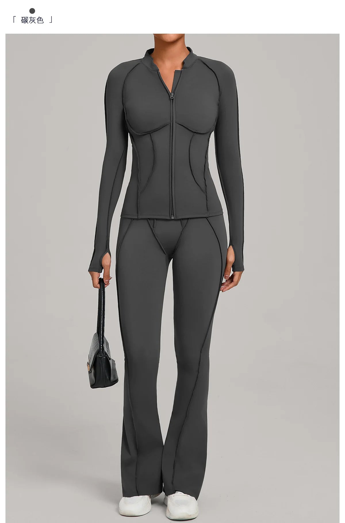New Gym Yoga Outfit for Women Zipper Long Sleeve Fitness Suit Daily Casual Running Fitness Sportswear Two-Piece Sets Coat+Pants