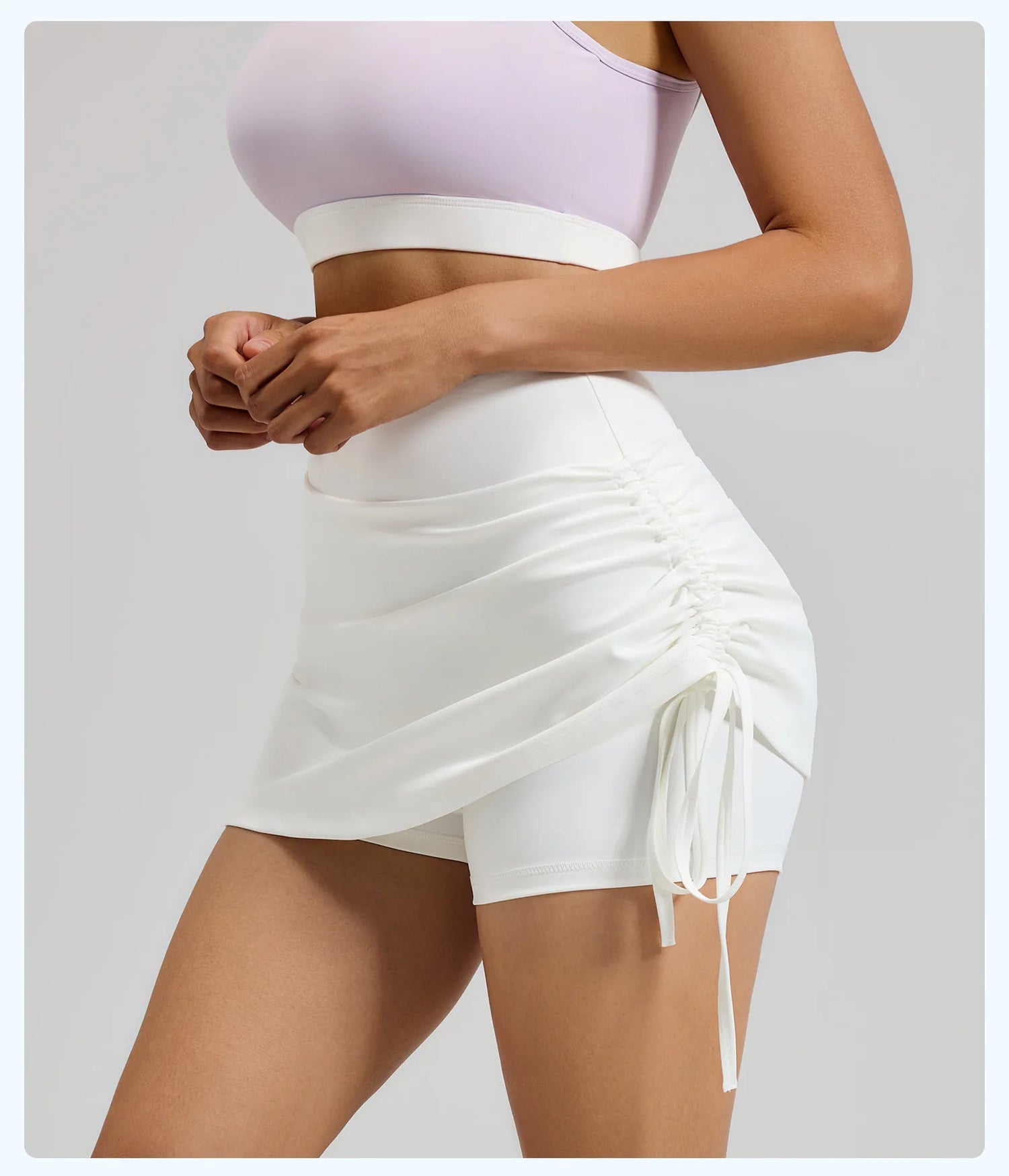 Shirring Sports Skirts with Safety Trousers for Women High Elastic Fashion Casual Fitness Skirts Fake Two Pieces Yoga Skirts