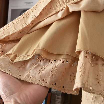 2026 Kids Clothing Korean Dress for Girls Solid Color Lace Hollow-out Suspenders Dresses Plain Cotton Girls Summer Clothes