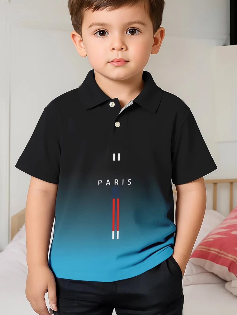 Polo Shirts for Kids Gradient Striped 3D Print Fashion Child Polo Shirt Boy Clothes Lapel Tops Street Casual Children&