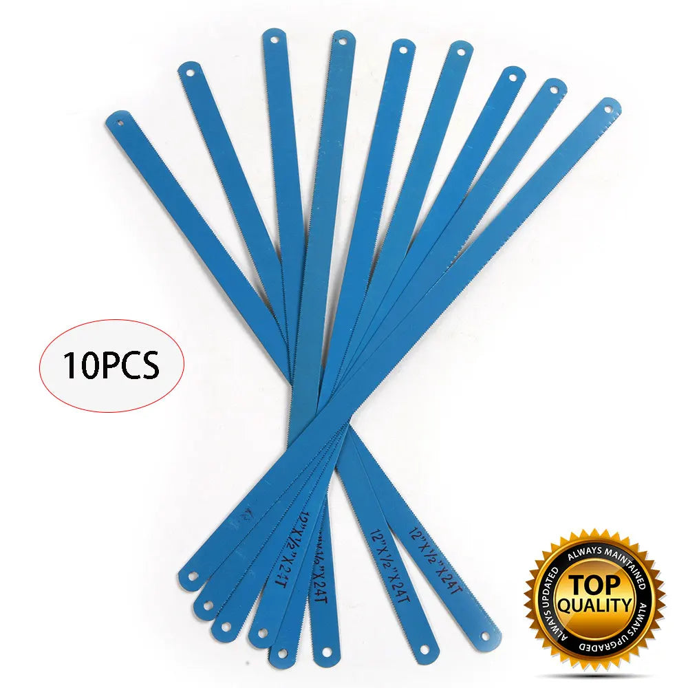 10Pcs Carbon Steel 12 Inch 24T 300mm Hacksaw Blades Metalworking Saw Blades for Cutting Metal DIY Hand Tools