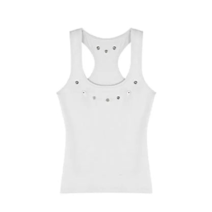 Tanks Women O-neck Sleeveless Hotsweet Hip Hop New American Style Streetwear Leisure Cool 3D Decoration Crop Tops Harajuku Solid