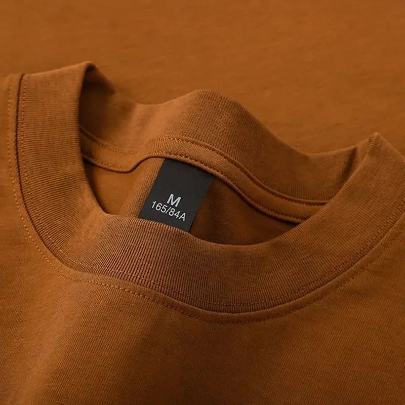 600g Cotton T-Shirts Men Short Sleeved Heavyweight Summer Round Neck Loose Breathable Shirt for Men Women Basic Tee