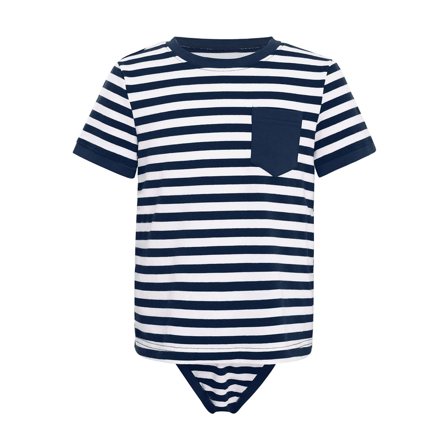 Kids Boys Girls Special Needs Adaptive Clothing Round Neck Short Sleeve Press Buttons Open Crotch Striped Leotard Bodysuit