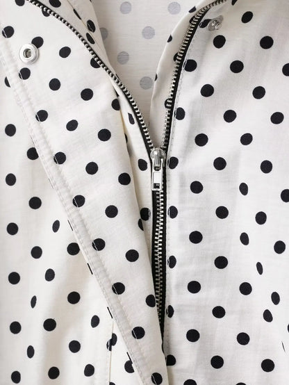 HH Women Elegant Fashion Polka Dot Pink Jacket Single Breasted High Collar Drawstring Coat Spring Lady Trend Street Outwear