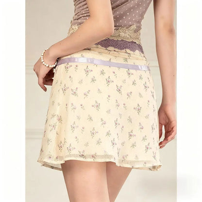 2026 New Skirt Summer Idyllic Small Floral High Waist Exquisite A-sub Short Skirt