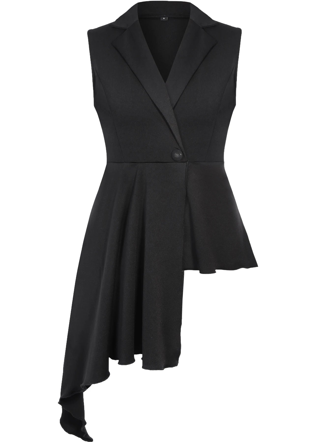 Women Summer Sleeveless asymmetrical shirt Sexy Deep V-Neck Button Casual T Shirt Black Long Tops For Women