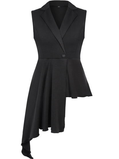 Women Summer Sleeveless asymmetrical shirt Sexy Deep V-Neck Button Casual T Shirt Black Long Tops For Women