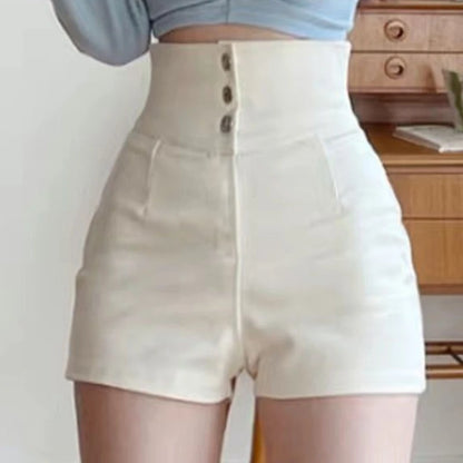 Shorts Women Classic Sporty All-match Slim Leisure Simple Holiday Faddish Streetwear Design Ulzzang Daily Solid Mature Folds New
