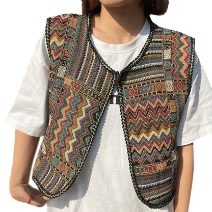 Vintage Floral Embroidery Printed Cardigan Vest Womens Elegant Sleeveless Tops Spring Summer Female Clothing Dropshipping