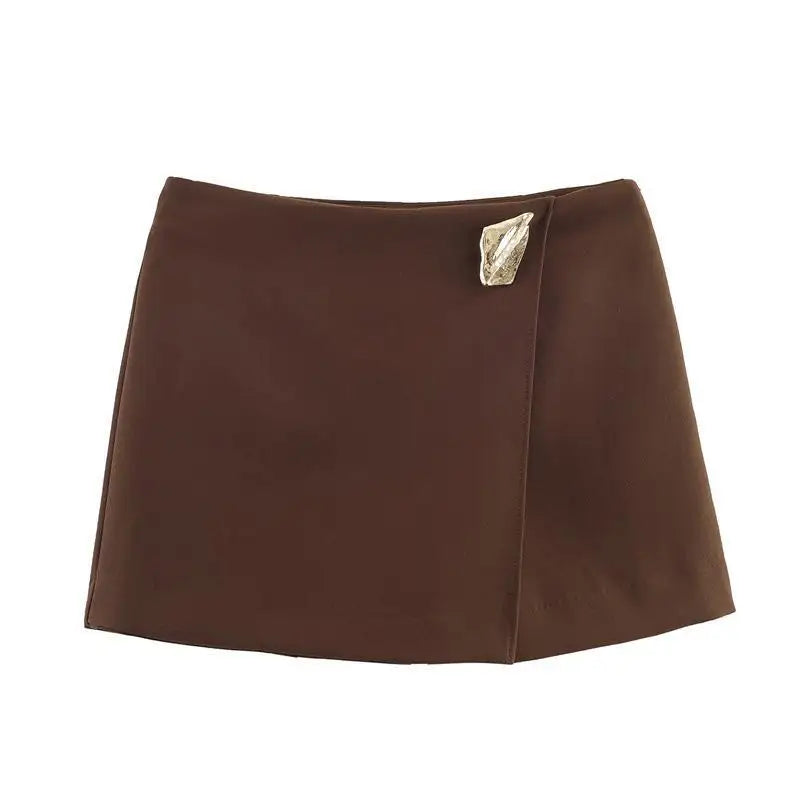 Asymmetrical Short Skirts for Women Spring Autumn Fashion Mini Solid Color Skirt Shorts American Daily Commute All-Match Skirts