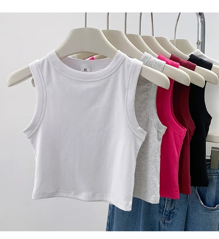 2026 Tank Top For Women Ribbed Down Sleeveless Blouse Solid Color Casual Women&
