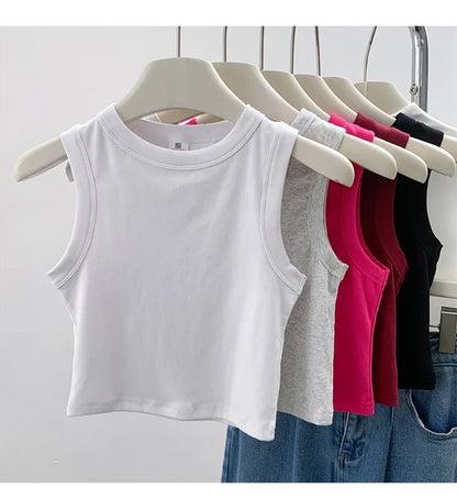 2026 Tank Top For Women Ribbed Down Sleeveless Blouse Solid Color Casual Women&