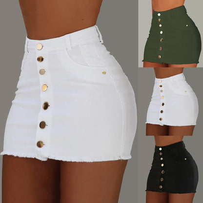Jeans Skirt Women Shorts Comfortable Soft Breathable Denim Short Skirts Elastic Fashionable Hip Skirt Ruffle Table Skirt Female