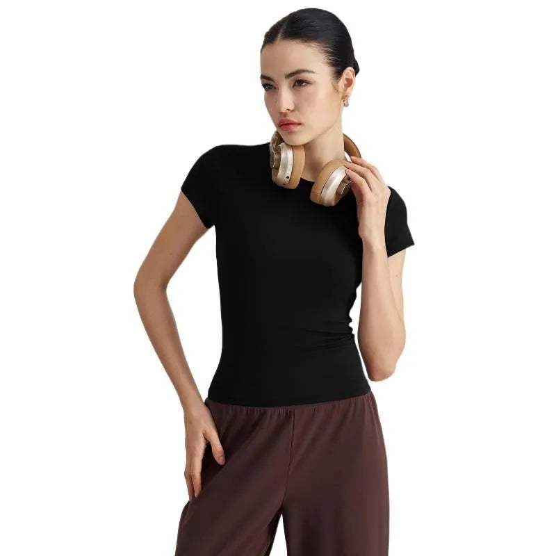 Women Sports Top Gym Clothes Woman Yoga Wear Slim Fit Short Sleeve T Shirt Summer Breathable Running Training Naked Feeling