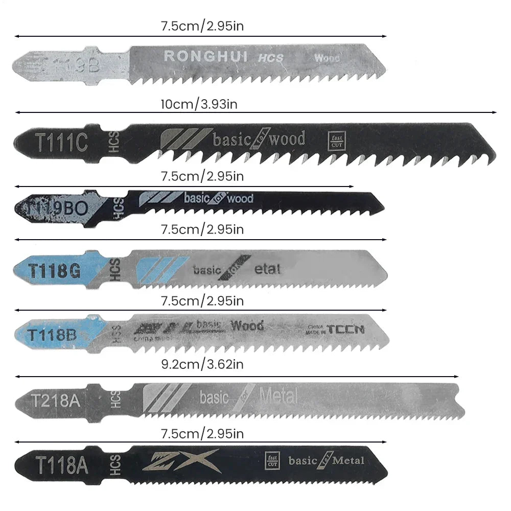 20 Pieces Jigsaw Blades Set T-Shaft HCS Assorted Jig Saw Blades for Wood Plastic and Metal Cutting for Black &amp; Decker Metabo