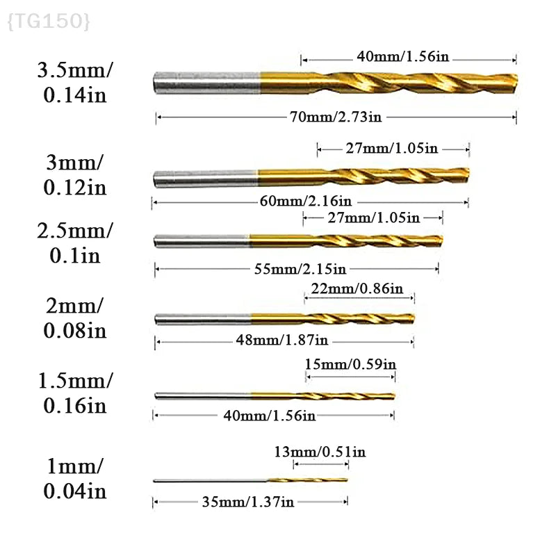 【Ja】60/120Pcs Drill Set, 1-3.5mm High Carbon Steel with Round Shank Spiral Groove, for Metal &amp; Wood Drilling