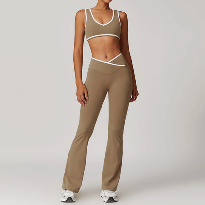 Women Gym Clothes Yoga Suits High Waist Two Piece Set Gym Leggings Yoga Sportswear Fitness Vest Crop Top Tracksuits Sports Bra