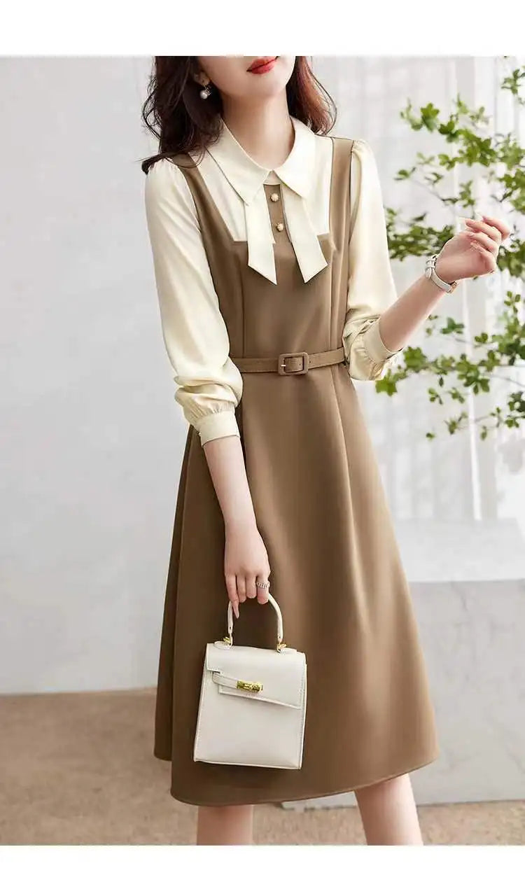 Fashionable and Elegant Dress for Women 2025 Spring New Gentle Temperament Doll Collar Long Sleeve Dress