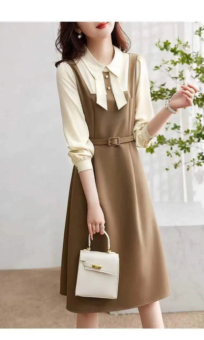 Fashionable and Elegant Dress for Women 2025 Spring New Gentle Temperament Doll Collar Long Sleeve Dress