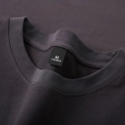 600g Cotton T-Shirts Men Short Sleeved Heavyweight Summer Round Neck Loose Breathable Shirt for Men Women Basic Tee