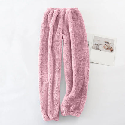 Pajamas Pants For Women Warm Winter Solid Color Sleepwear Pyjamas Plush Pants Women Nightwear Fashionable Home Wear