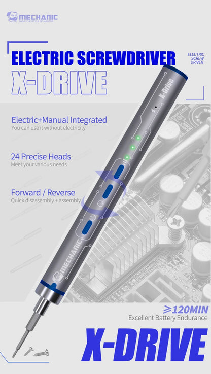 【MECHANIC】 X-Drive High Precision Electric Screwdriver Set with 24 Heads Camera Mobile Phone Disassembly Repair Bolt Driver Tool