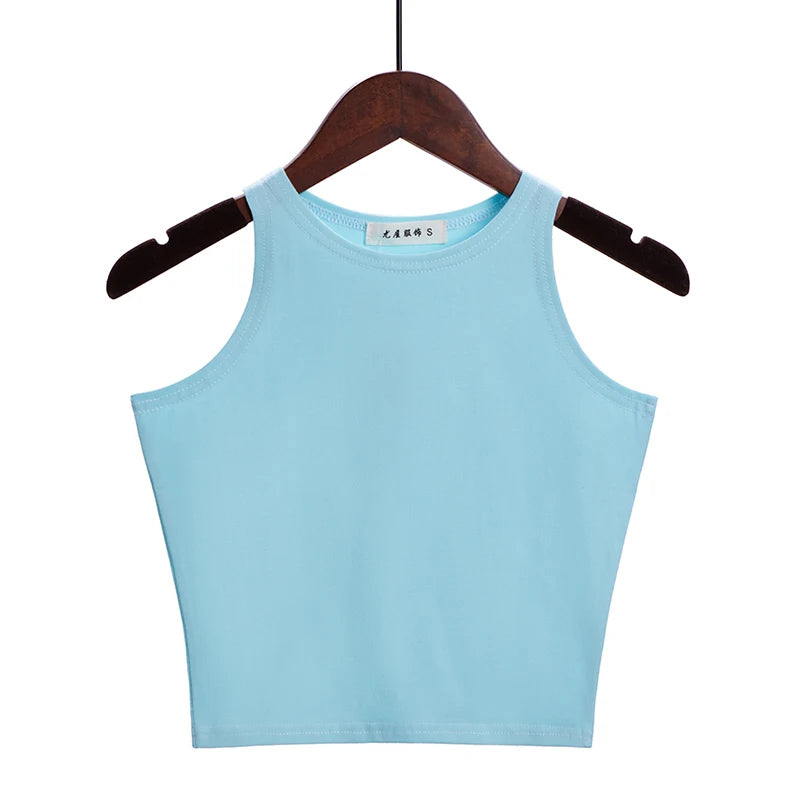 Fashion 2022 New Women Sexy Cotton Crop Top Crop Bustier Multicolor Sleeveless Cropped Blusas Vest Tank Top Camisole 14 Colors
