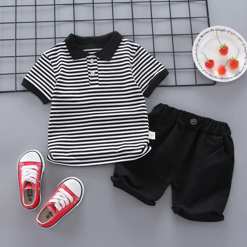 Kids Striped Clothing Sets Boys Girls Short Sleeve T-shirt+Shorts 2Pcs Children Clothes Suits Baby Tracksuit Outfits 1-5 Years